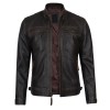 Claude Men's Dark Brown Vintage Leather Jacket
