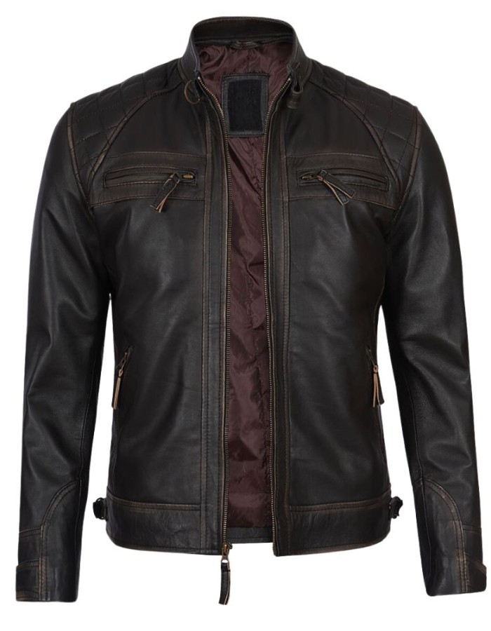 Claude Men's Dark Brown Vintage Leather Jacket