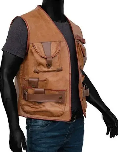 Crocodile Dundee Paul Hogan Brown Leather Vest
