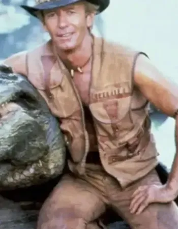 Crocodile Dundee Paul Hogan Brown Leather Vest