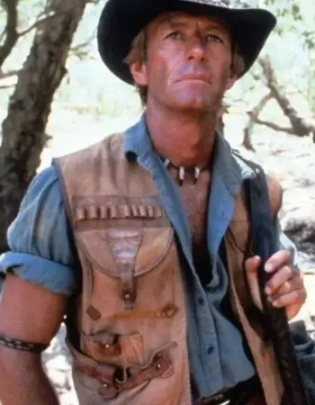 Crocodile Dundee Paul Hogan Brown Leather Vest