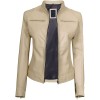 Dodge Womens Beige Cafe Racer Leather Jacket Dodge Womens Beige Cafe Racer Leather Jacket