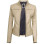 Dodge Womens Beige Cafe Racer Leather Jacket