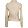 Dodge Womens Beige Cafe Racer Leather Jacket Dodge Womens Beige Cafe Racer Leather Jacket