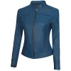Dodge Womens Blue Cafe Racer Leather Jacket Dodge Womens Blue Cafe Racer Leather Jacket