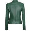 Dodge Womens Cafe Racer Green Leather Jacket