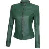Dodge Womens Cafe Racer Green Leather Jacket
