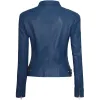 Dodge Womens Blue Cafe Racer Leather Jacket Dodge Womens Blue Cafe Racer Leather Jacket
