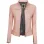 Dodge Womens Slim Fit Cafe Racer Light Pink Leather Jacket
