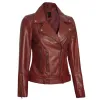 Elisa Womens Maroon Leather Asymmetrical Motorcycle Jacket Elisa Womens Maroon Leather Asymmetrical Motorcycle Jacket