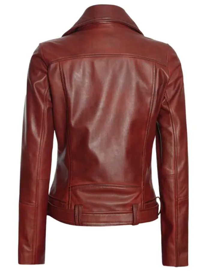 Elisa Womens Maroon Leather Asymmetrical Motorcycle Jacket Elisa Womens Maroon Leather Asymmetrical Motorcycle Jacket