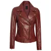 Elisa Womens Maroon Leather Asymmetrical Motorcycle Jacket Elisa Womens Maroon Leather Asymmetrical Motorcycle Jacket