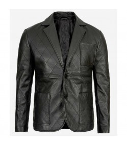 Elton Men's Black Quilted Leather Blazer