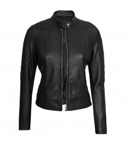 Erika Womens Black Quilted Biker Leather Jacket