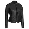 Erika Womens Black Quilted Biker Leather Jacket