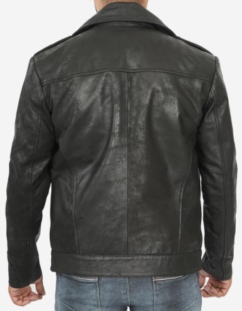 Frierson Mens Asymmetrical Black Snuff Leather Moto Jacket