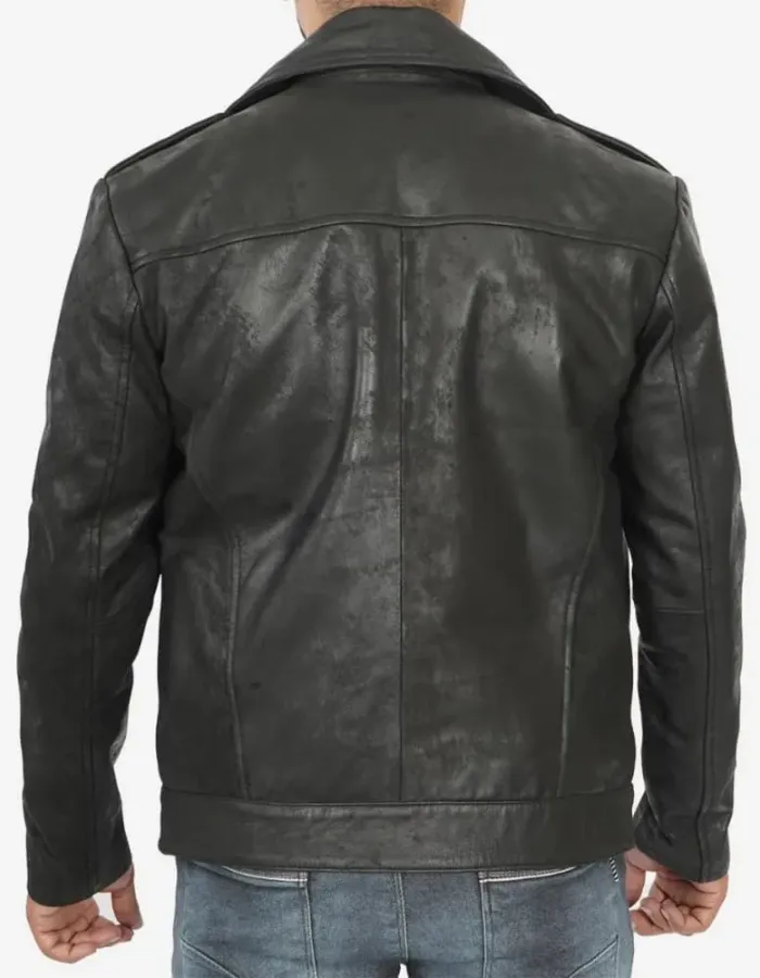 Frierson Mens Asymmetrical Black Snuff Leather Moto Jacket