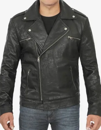 Frierson Mens Asymmetrical Black Snuff Leather Moto Jacket