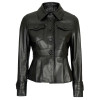 Gladys Women's Body Black Peplum Leather Jacket