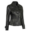 Gladys Women's Body Black Peplum Leather Jacket