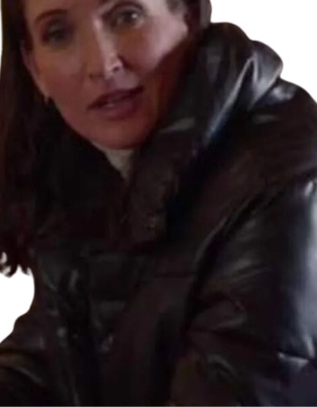 HEARTLAND SEASON 14 LOIS BLACK PUFFER LEATHER JACKET