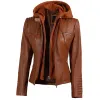 Helen Womens Cognac Brown Leather Jacket