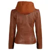 Helen Womens Cognac Brown Leather Jacket