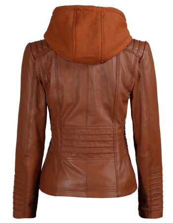 Helen Womens Cognac Brown Leather Jacket