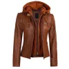 Helen Womens Cognac Brown Leather Jacket