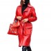Irina Shayk Red Leather Trench Coat