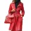 Irina Shayk Red Leather Trench Coat