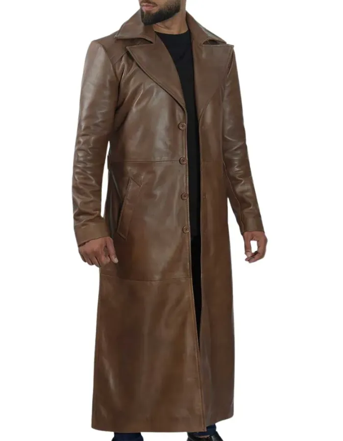 Jackson Men's Finest Leather Full Length Brown Coat