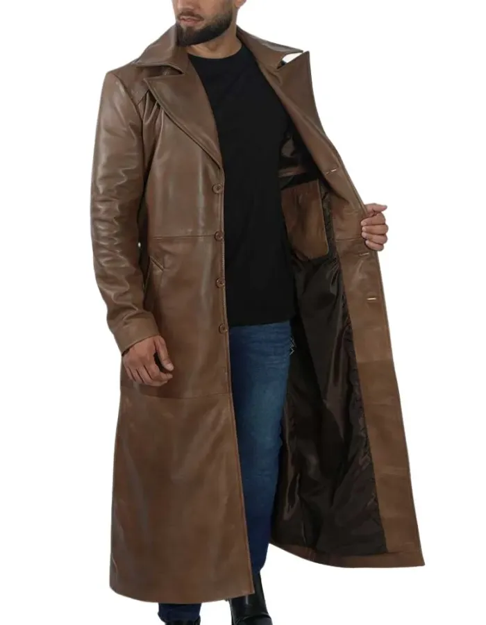 Jackson Men's Finest Leather Full Length Brown Coat