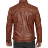 Johnson Mens Cognac Cafe Racer Brown Quilted Leather Jacket Johnson Mens Cognac Cafe Racer Brown Quilted Leather Jacket