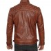 Johnson Mens Cognac Cafe Racer Brown Quilted Leather Jacket