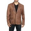 Men's Lorenzo Exclusive Two Button Real Leather Brown Blazer