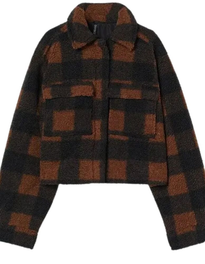 LOVE, VICTOR SEASON 03 PILAR SALAZAR BROWN CHECKERED JACKET LOVE, VICTOR SEASON 03 PILAR SALAZAR BROWN CHECKERED JACKET