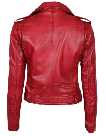 Margaret Women's Red Asymmetrical Moto Leather Jacket