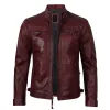Massachusetts Cafe Racer Men's Maroon  Real Leather Jacket