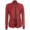 Melody Women's Snuff Leather Maroon Bomber Jacket