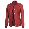 Melody Women's Snuff Leather Maroon Bomber Jacket