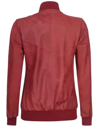 Melody Women's Snuff Leather Maroon Bomber Jacket