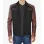 Men's Cafe Racer Black And Brown Cotton Leather Jacket