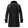 Men's 3 Quarter Length Black Shearling Leather Coat