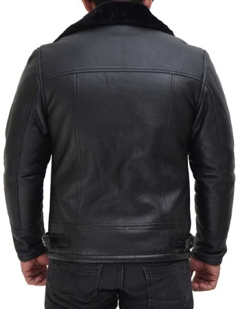 Men's Aviator B3 Black Shearling Leather Jacket