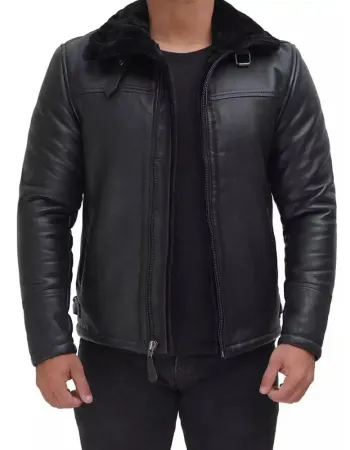 Men's Aviator B3 Black Shearling Leather Jacket