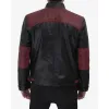 Men's Black and Maroon Cafe Racer Leather Jacket