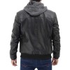 Men's Black Leather Bomber Jacket