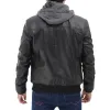 Men's Black Leather Bomber Jacket