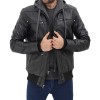Men's Black Leather Bomber Jacket